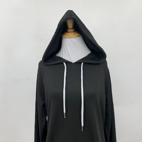 Bebe Sport Hoodie Sweatshirt Women S Oversized Drawstring Raglan Logo Sleeve - Picture 3 of 10